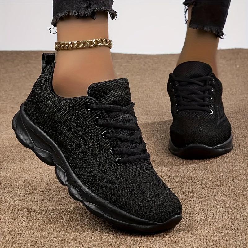 Lightweight Black Sneakers for Women Breathable Comfort Shoes