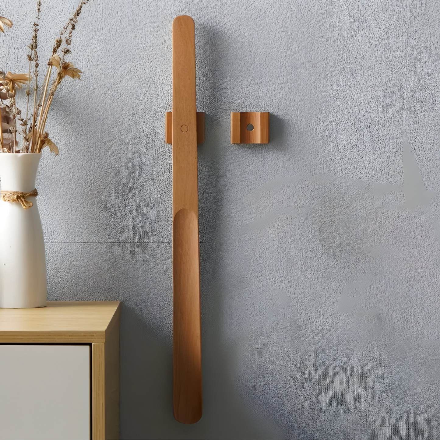 Long Handle Wooden Shoehorn Magnetic Shoe Helper