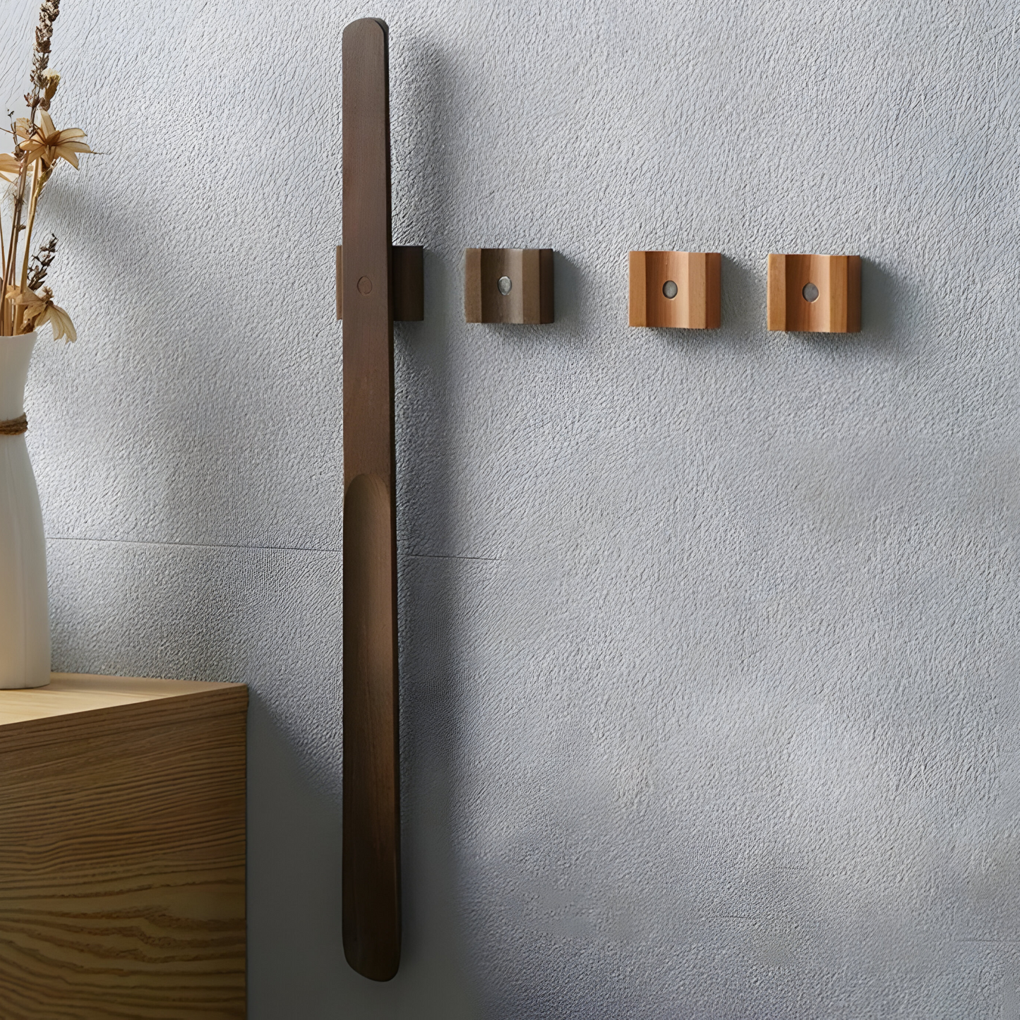 Long Handle Wooden Shoehorn Magnetic Shoe Helper