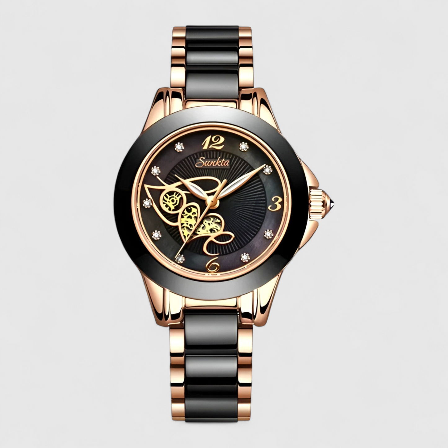 Luxury Ceramic Quartz Womens Watch Crystal Dial