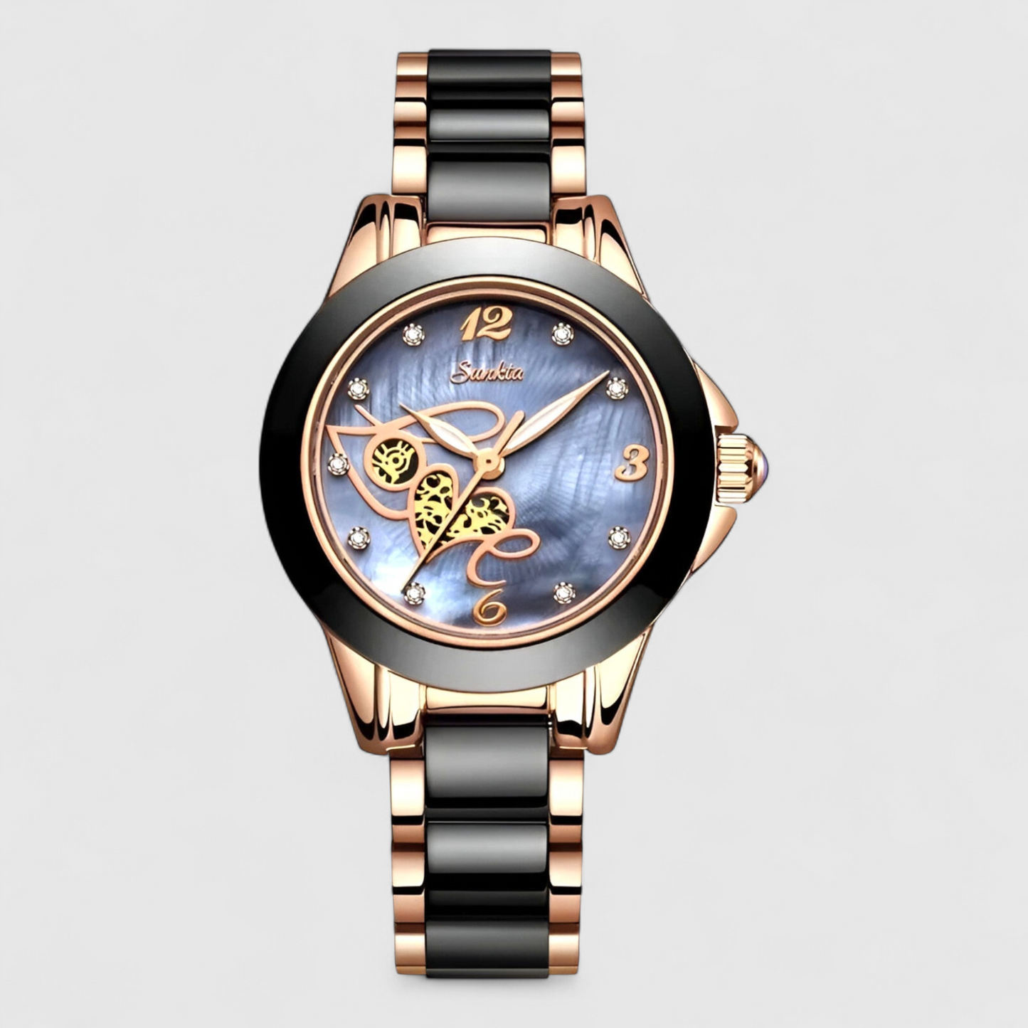 Luxury Ceramic Quartz Womens Watch Crystal Dial