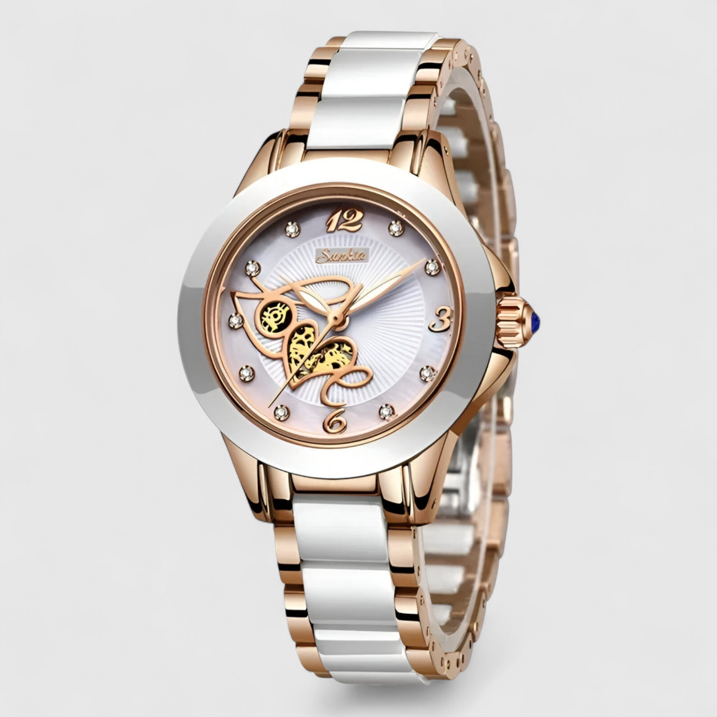 Luxury Ceramic Quartz Womens Watch Crystal Dial