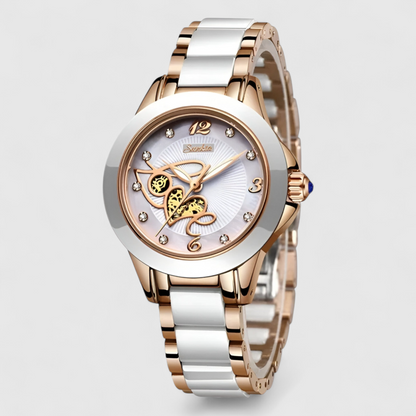 Luxury Ceramic Quartz Womens Watch Crystal Dial