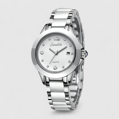 Luxury Ceramic Quartz Womens Watch Crystal Dial