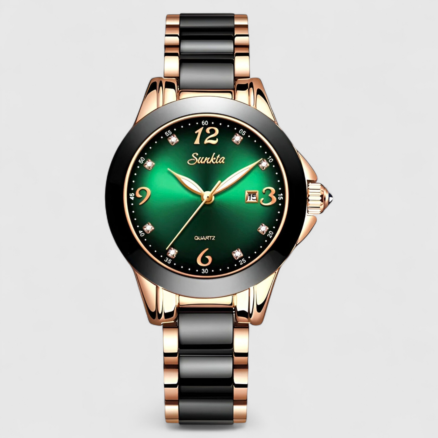 Luxury Ceramic Quartz Womens Watch Crystal Dial