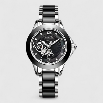 Luxury Ceramic Quartz Womens Watch Crystal Dial