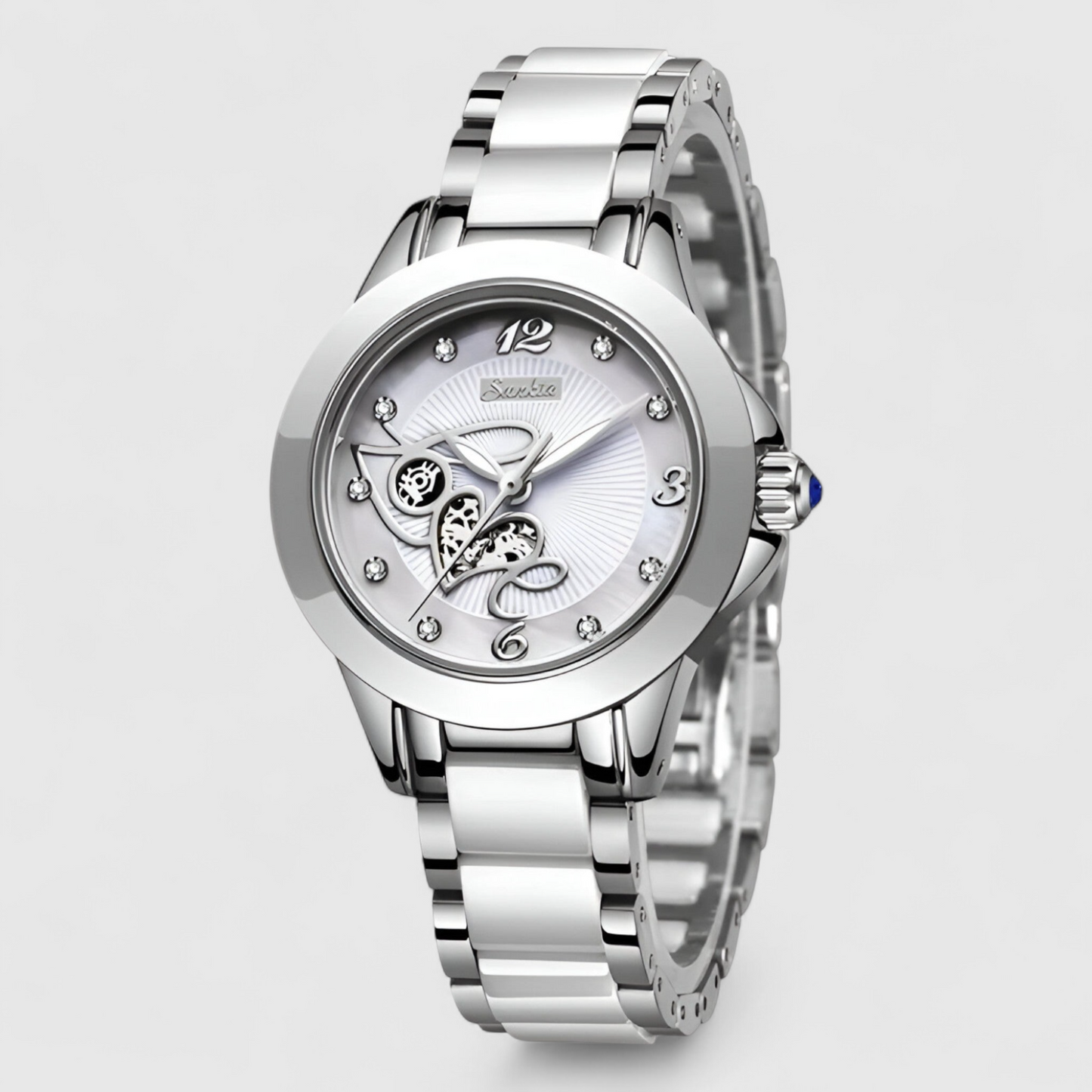 Luxury Ceramic Quartz Womens Watch Crystal Dial