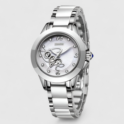 Luxury Ceramic Quartz Womens Watch Crystal Dial