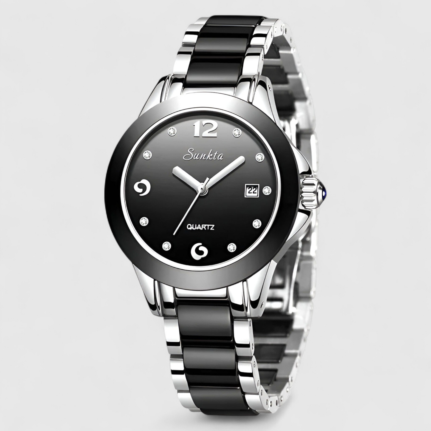 Luxury Ceramic Quartz Womens Watch Crystal Dial