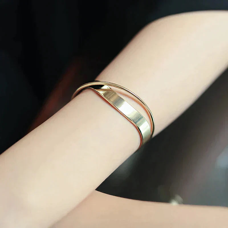 Luxury Crossover Bracelet Adjustable Gold Silver Bangle