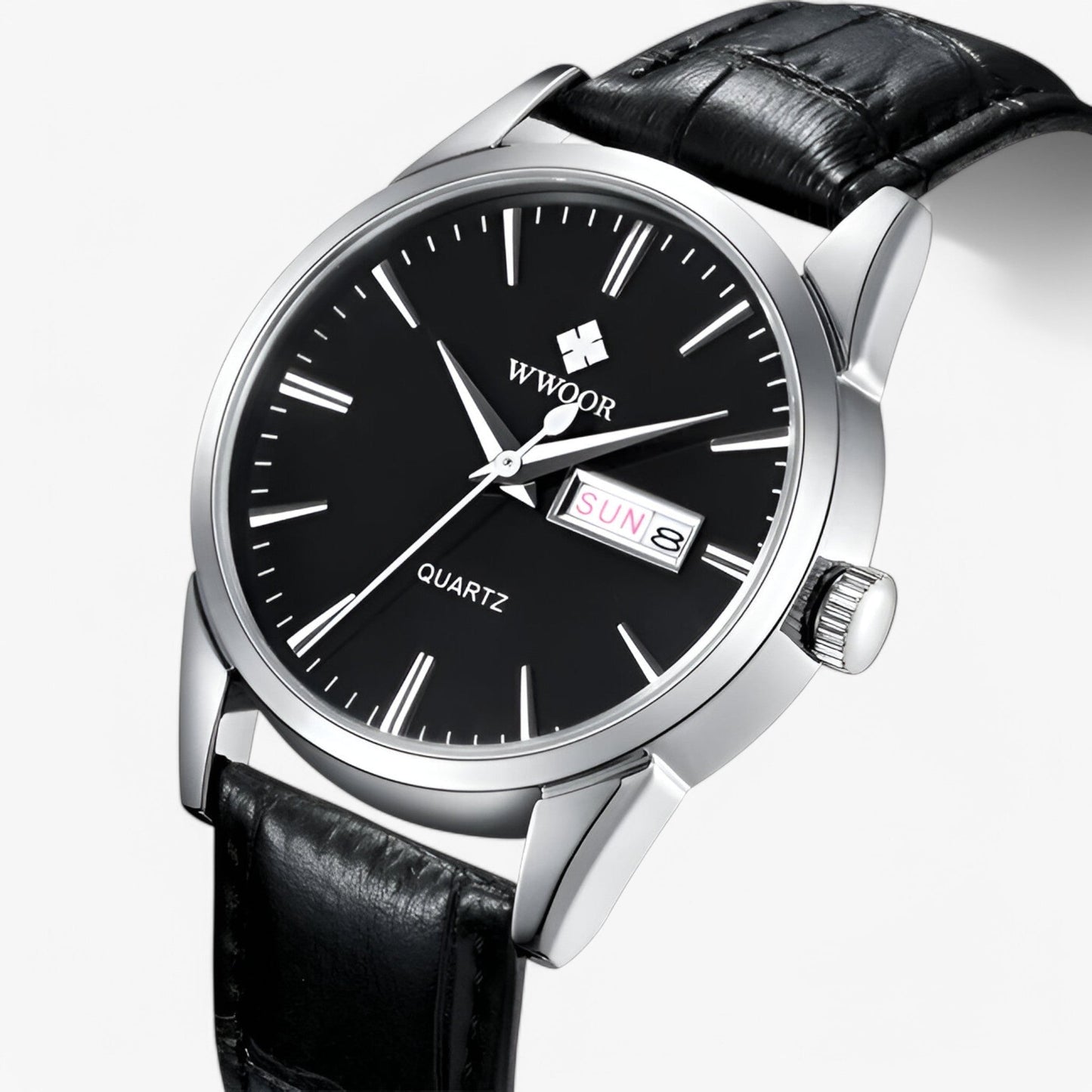 Luxury Leather Mens Watch Classic Quartz Wristwatch