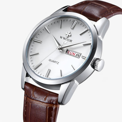 Luxury Leather Mens Watch Classic Quartz Wristwatch