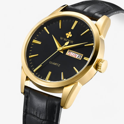 Luxury Leather Mens Watch Classic Quartz Wristwatch