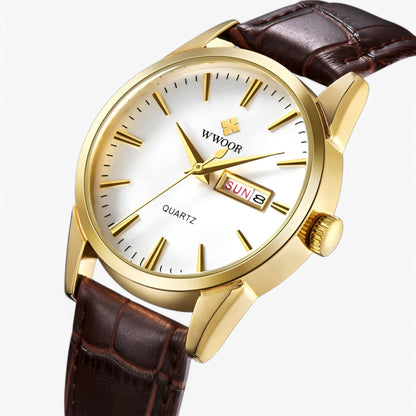 Luxury Leather Mens Watch Classic Quartz Wristwatch