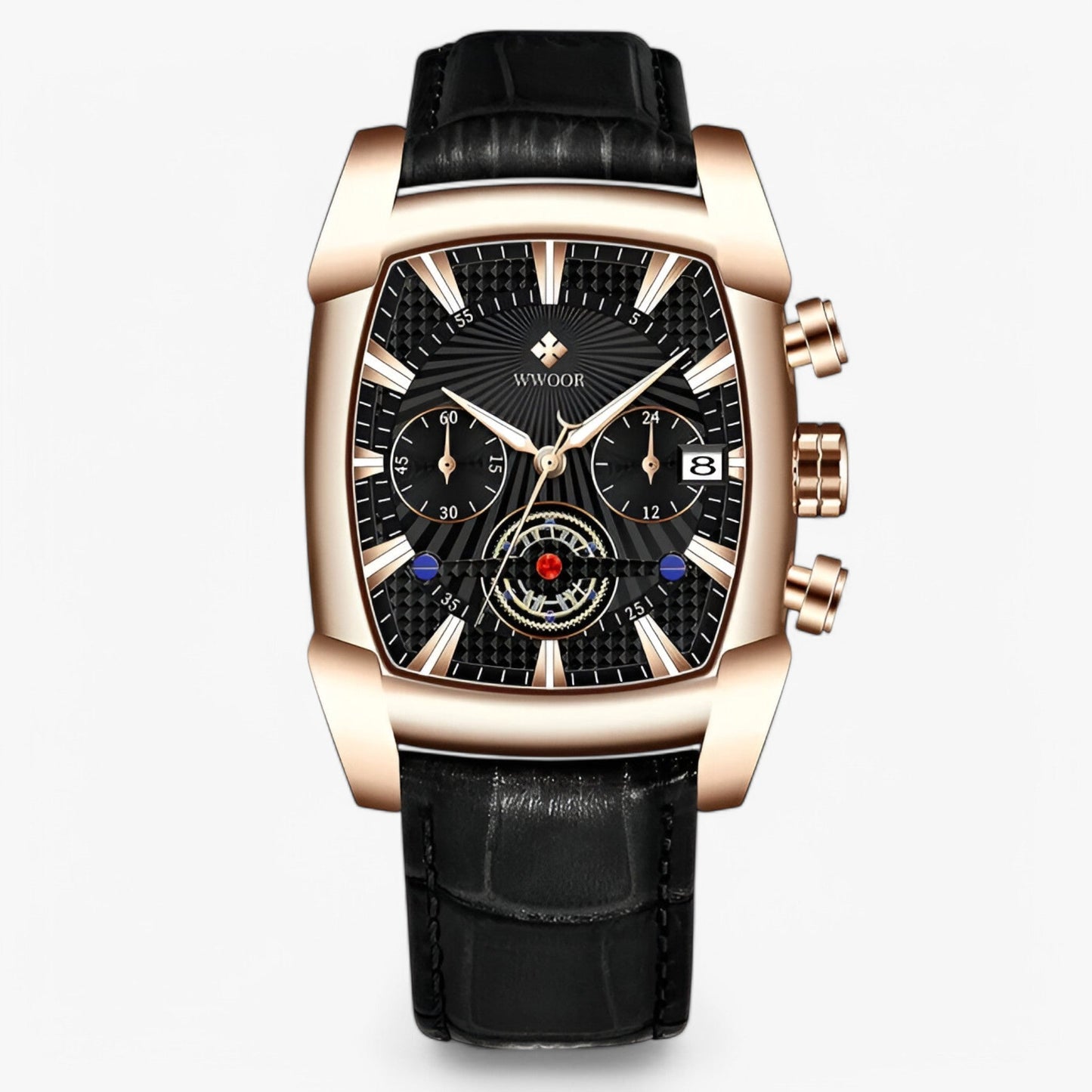 Luxury Leather Sport Watch Quartz Waterproof Analog Wristwatch
