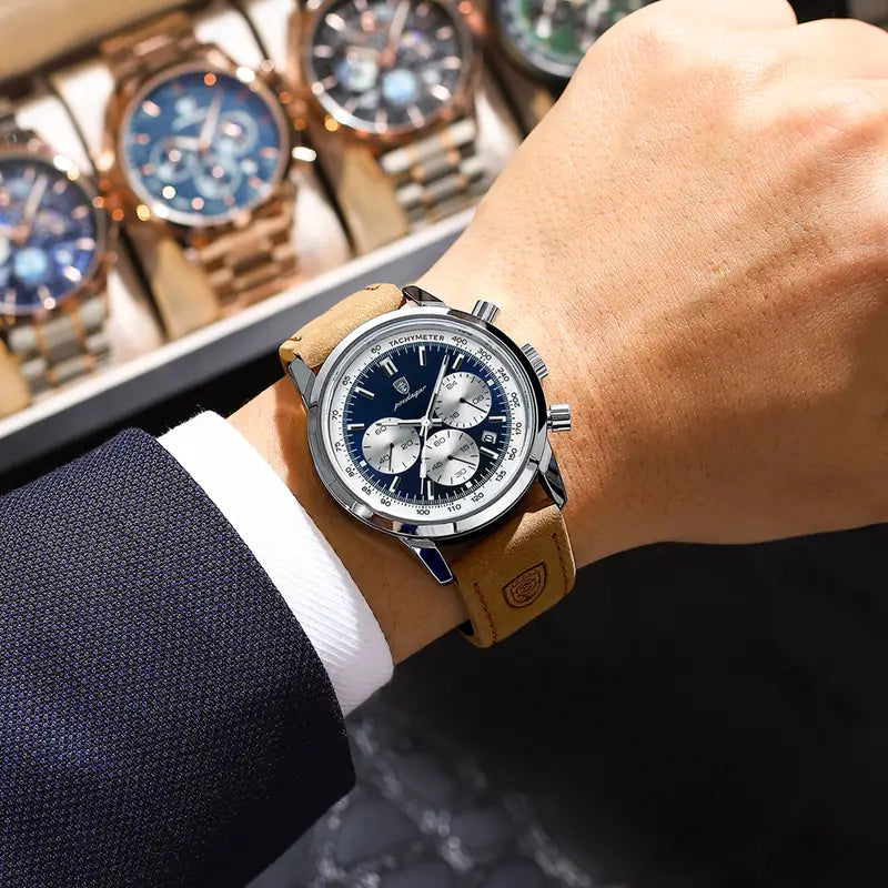 Luxury Men's Luminous Leather Strap Watch