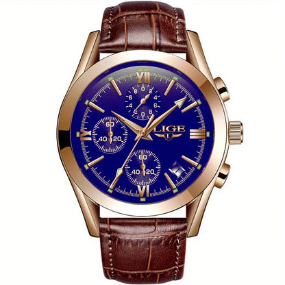 Luxury Military Quartz Watch Rose Gold Black Stainless Steel