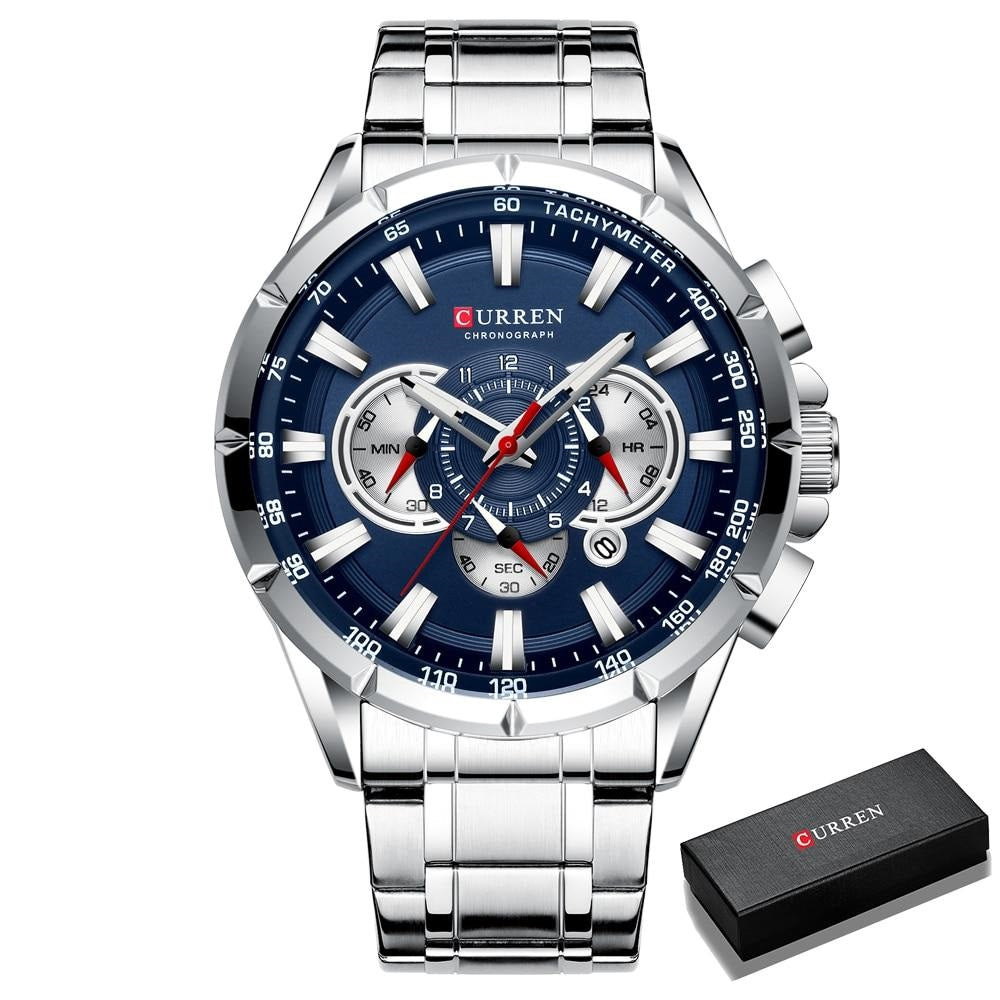 Luxury Quartz Chronograph Watch Mens Waterproof Wristwatch