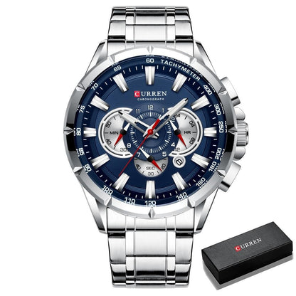 Luxury Quartz Chronograph Watch Mens Waterproof Wristwatch