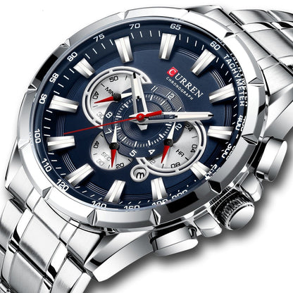 Luxury Quartz Chronograph Watch Mens Waterproof Wristwatch