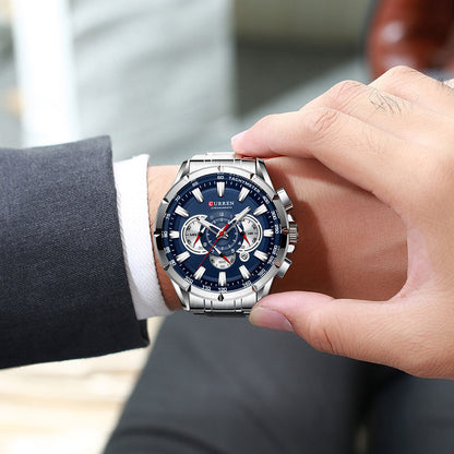Luxury Quartz Chronograph Watch Mens Waterproof Wristwatch