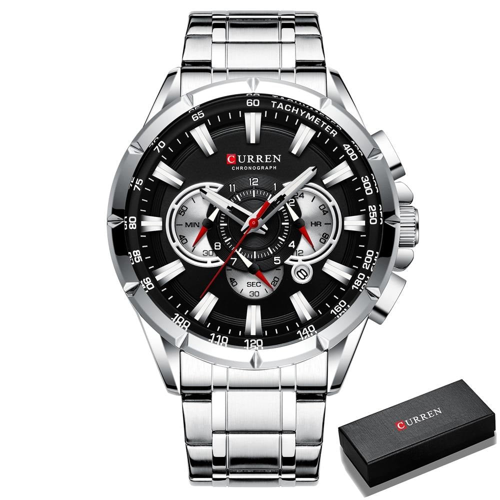 Luxury Quartz Chronograph Watch with Date Display and Stopwatch