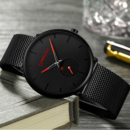 Luxury Quartz Watch with Waterproof Mesh Strap