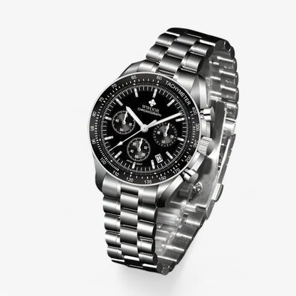 Luxury Stainless Steel Chronograph Watch Mens Waterproof Wristwatch