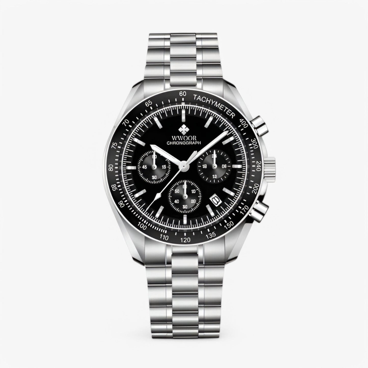 Luxury Stainless Steel Chronograph Watch Mens Waterproof Wristwatch