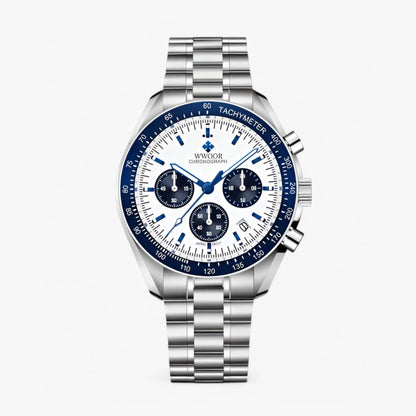 Luxury Stainless Steel Chronograph Watch Mens Waterproof Wristwatch