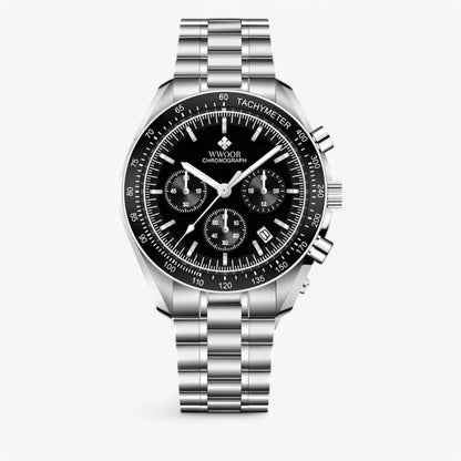 Luxury Stainless Steel Chronograph Watch Mens Waterproof Wristwatch