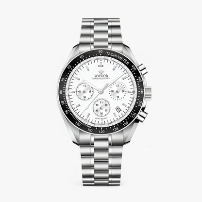 Luxury Stainless Steel Chronograph Watch Mens Waterproof Wristwatch