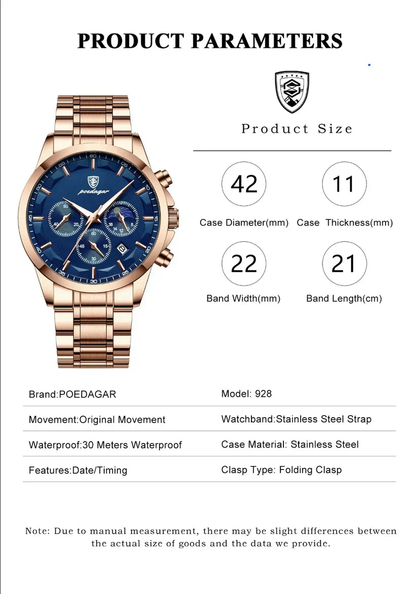 Luxury Stainless Steel Men Watch Classic Analog Wristwatch