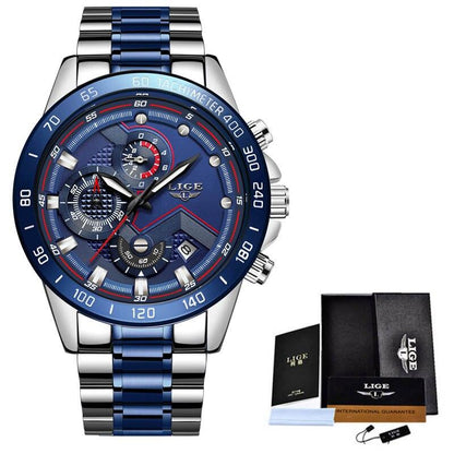 Luxury Stainless Steel Mens Quartz Watch Waterproof Wristwatch