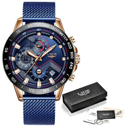 Luxury Stainless Steel Mens Quartz Watch Waterproof Wristwatch