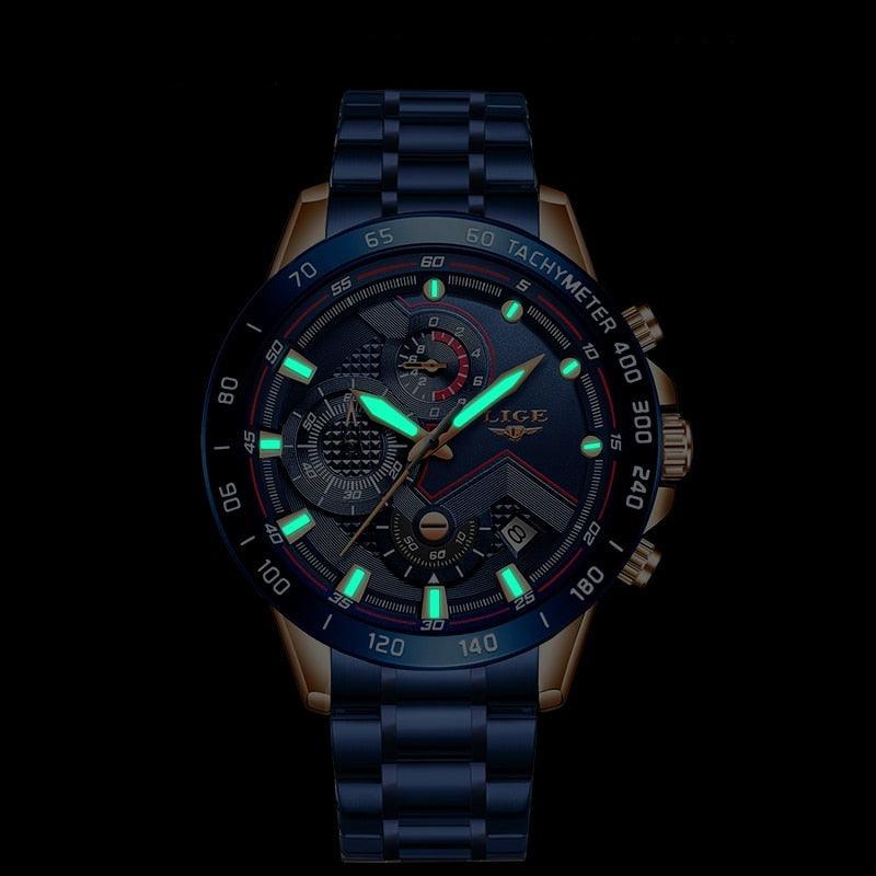 Luxury Stainless Steel Mens Quartz Watch Waterproof Wristwatch
