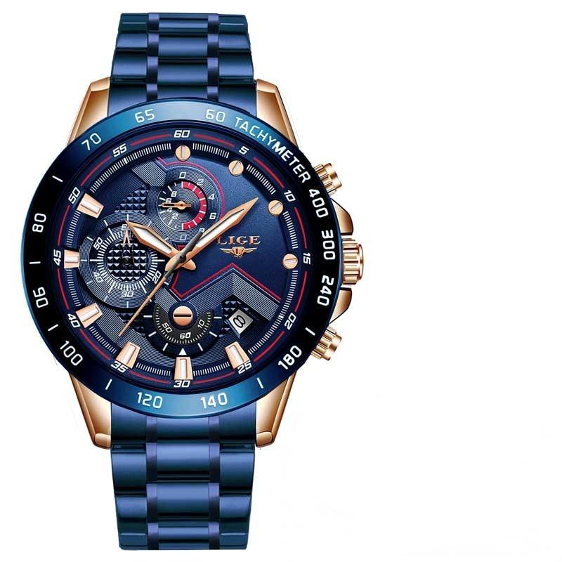 Luxury Stainless Steel Mens Quartz Watch Waterproof Wristwatch