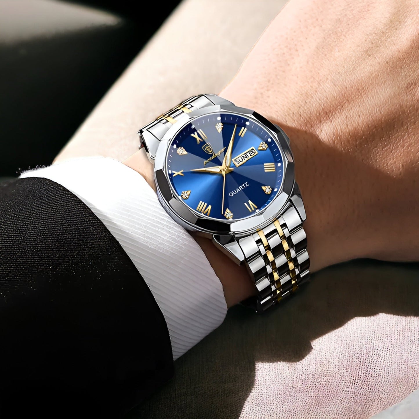 Luxury Stainless Steel Mens Watch Automatic Date Display