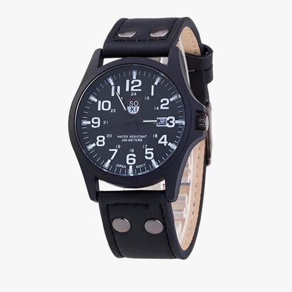 Luxury Womens Watch Date Display Sport Style Leather Strap