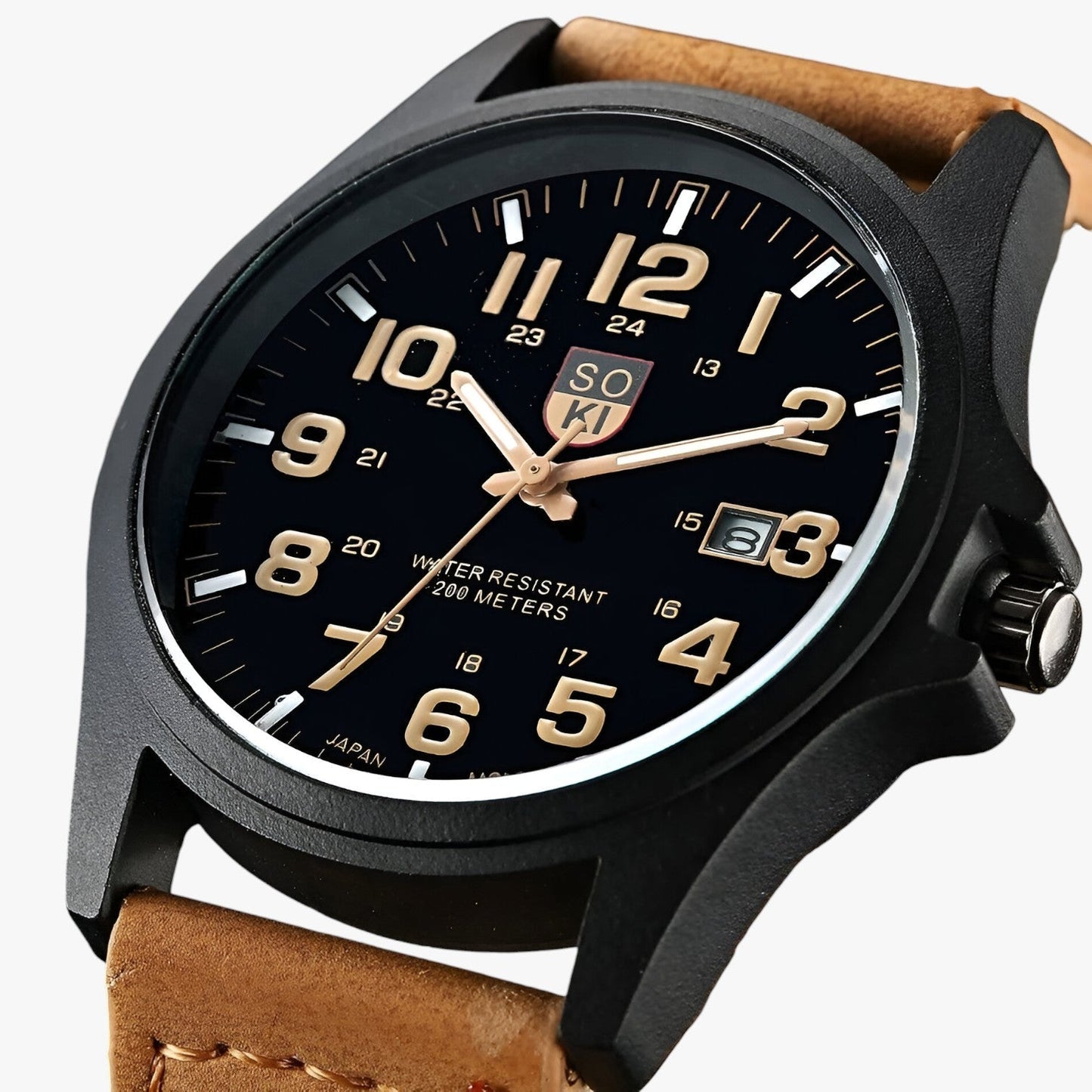 Luxury Womens Watch Date Display Sport Style Leather Strap