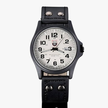 Luxury Womens Watch Date Display Sport Style Leather Strap