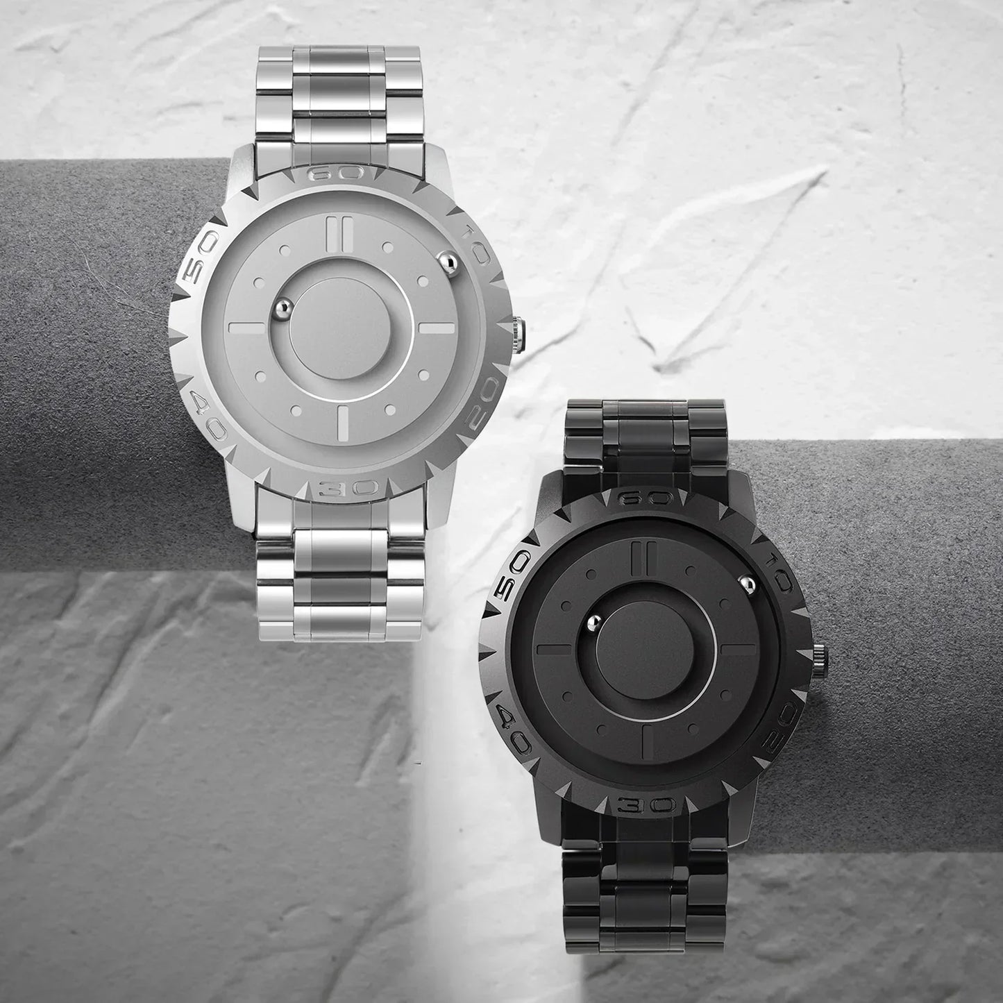 Magnetic Ball Bearing Watch with Steel Strap