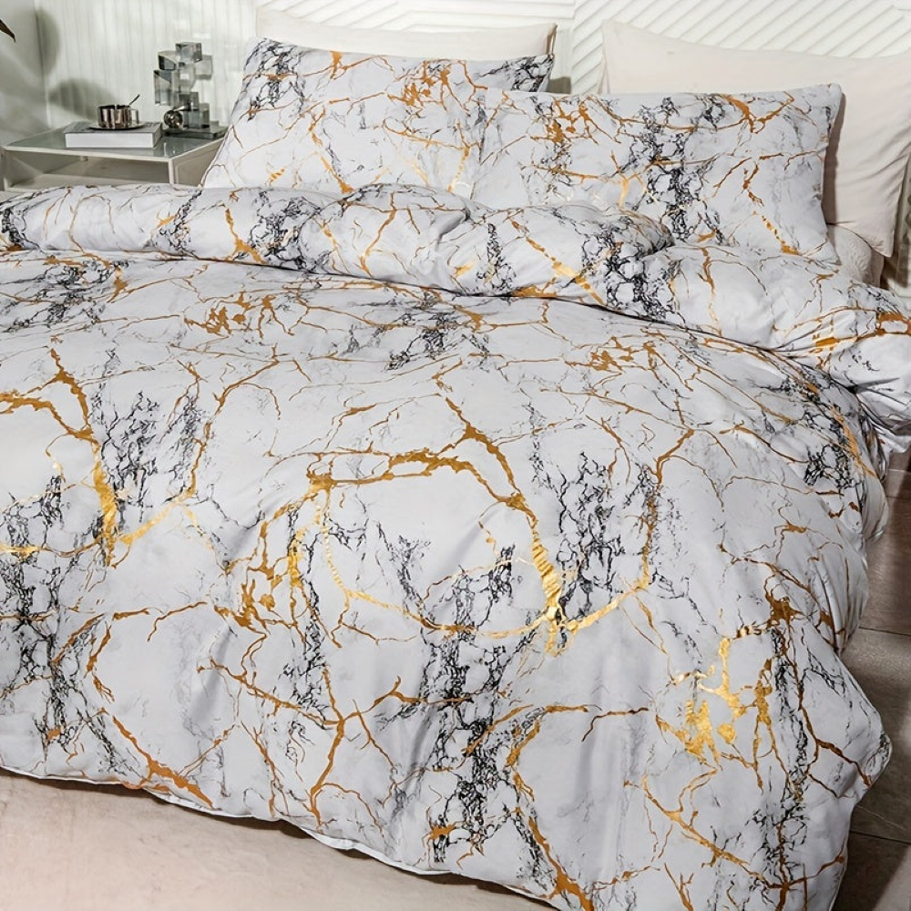 Marble Pattern Duvet Cover Set Luxury Soft Bedding Collection