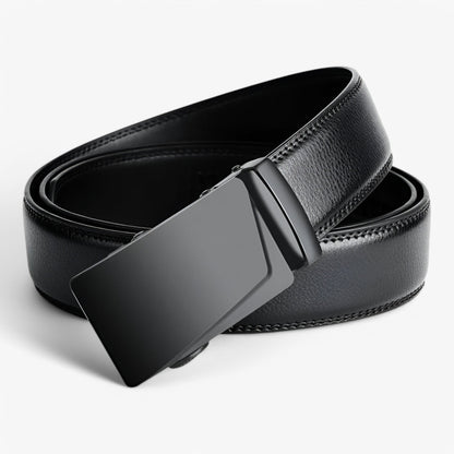 Mens Automatic Buckle Belt Black PU Leather Waist Belt