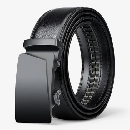 Mens Automatic Buckle Belt Black PU Leather Waist Belt