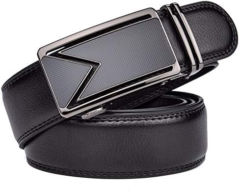Mens Automatic Buckle Leather Belt Adjustable Ratchet Dress Casual Belt