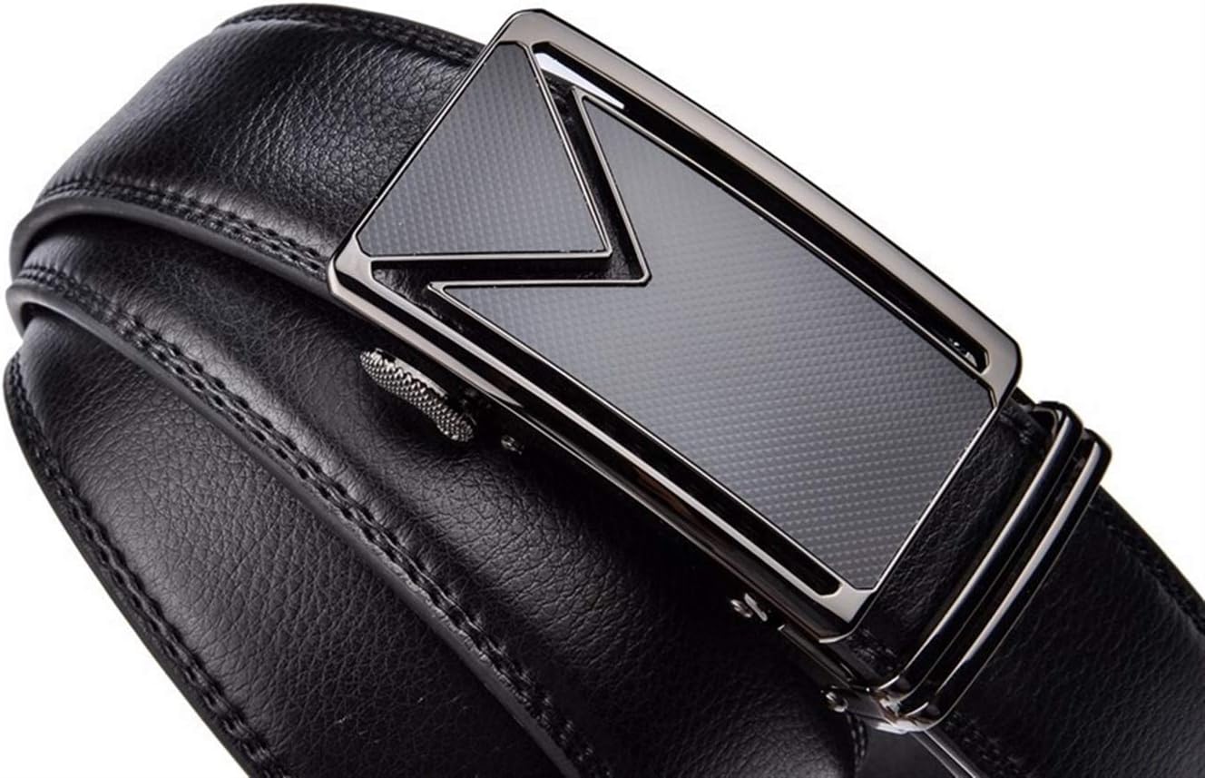 Mens Automatic Buckle Leather Belt Adjustable Ratchet Dress Casual Belt