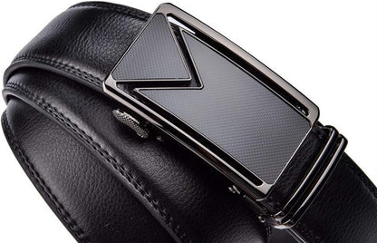 Mens Automatic Buckle Leather Belt Adjustable Ratchet Dress Casual Belt