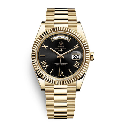 Mens Automatic Watch Day Date Mechanical Stainless Steel Wristwatch