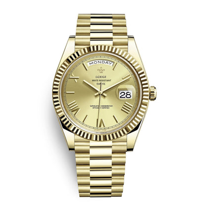 Mens Automatic Watch Day Date Mechanical Stainless Steel Wristwatch